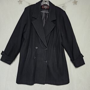 Stephanie Mathews Women Size 14 100% Wool Vintage Doublebreasted Coat Minimalist